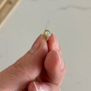Teeny Gold Opal and Diamond Necklace